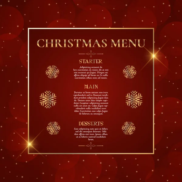 Elegant Red Gold Christmas Menu Background — Stock Vector