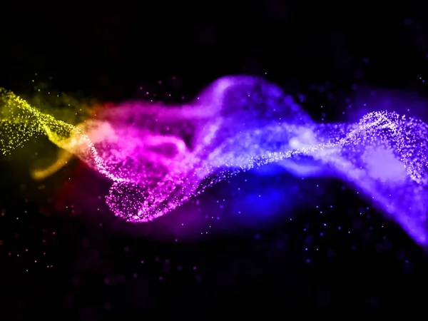 彩虹彩色数字粒子的三维渲染设计 — 图库照片