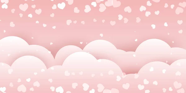 San Valentino Banner Con Nuvole Cuori Design — Vettoriale Stock