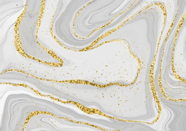 Dekorativ Flytande Marmor Bakgrund Med Guld Glitter Element — Stock vektor