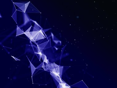 Noktaları ve çizgileri birleştiren üç boyutlu bir teknoloji arkaplanı oluşturma