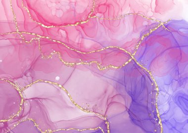 Alkol mürekkebi arka planda altın parıltılarıyla boyanmış.