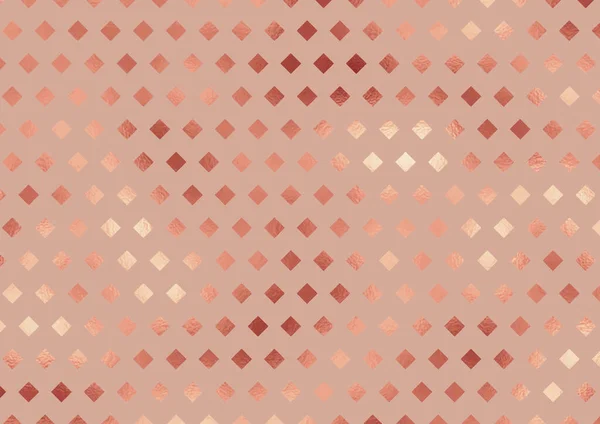 ローズゴールド箔テクスチャのダイヤモンドパターンの背景 — ストックベクタ