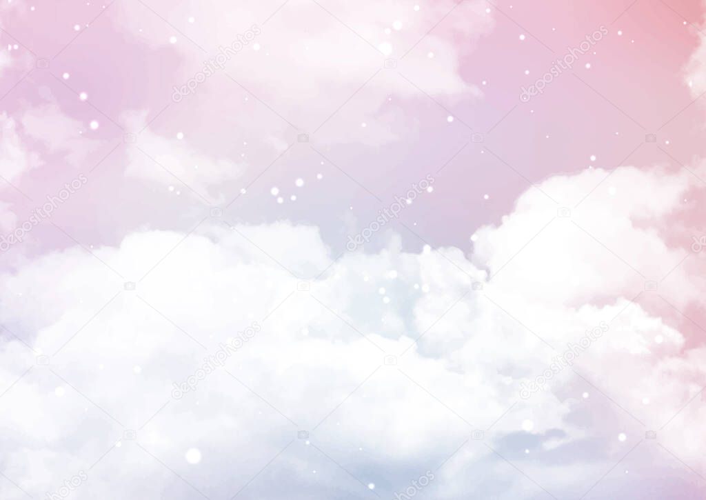 Abstract sky with sugar cotton candy clouds design