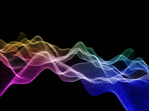 Darstellung Eines Abstrakten Hintergrundes Mit Fließenden Regenbogenfarbenen Partikeln — Stockfoto