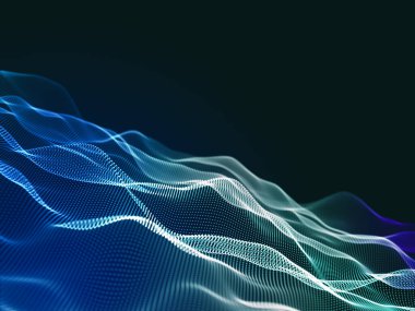 Akan parçacıklar ile bir tekno arkaplanın 3 boyutlu canlandırması