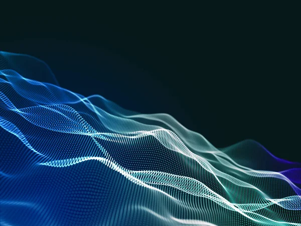 Akan parçacıklar ile bir tekno arkaplanın 3 boyutlu canlandırması