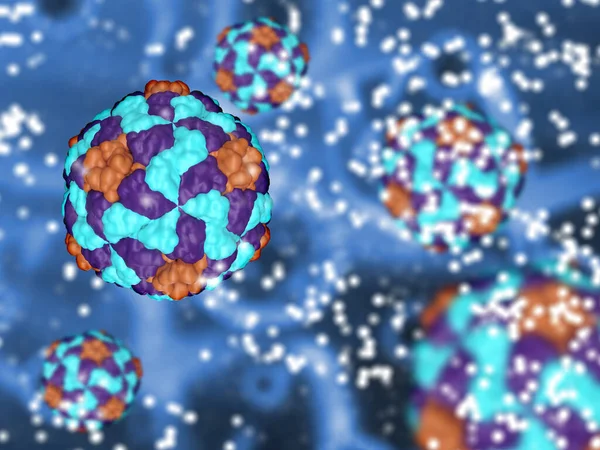 3D render of a medical background with Hepatitis A virus cells