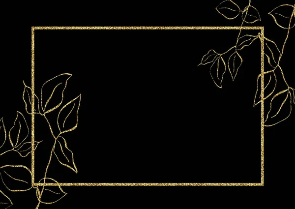 Abstract Decorative Background Glittery Gold Floral Border — стоковый вектор
