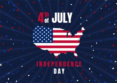 4 Temmuz arka planı Amerikan bayrağı ve konfeti tasarımı