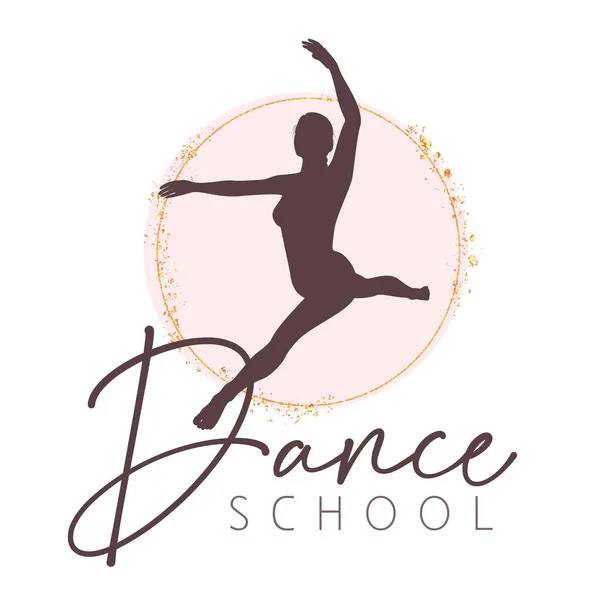 Σχεδιασμός Λογότυπου Σχολής Χορού Σιλουέτα Χορεύτριας — Διανυσματικό Αρχείο