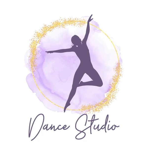 Σχεδιασμός Λογότυπου Dance Studio Σιλουέτα Χορεύτριας — Διανυσματικό Αρχείο