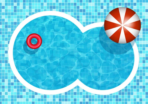 Swimming Pool Background Umbrella Rubber Ring — Stock Vector