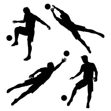 Futbol ya da futbol oyuncuları Silhouettes