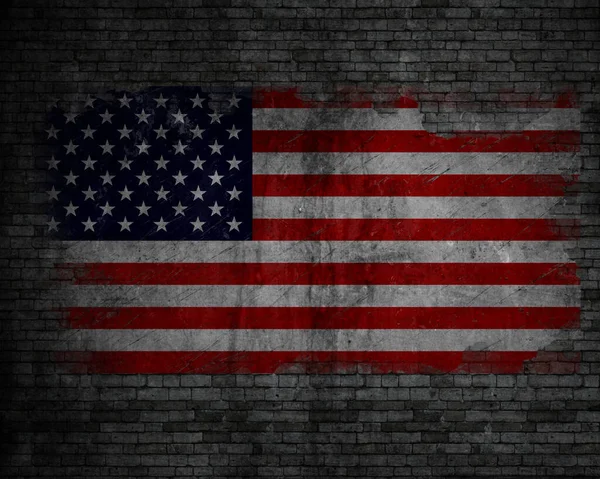4Th July Design Grunge American Flag Old Brick Wall — Stock Photo, Image