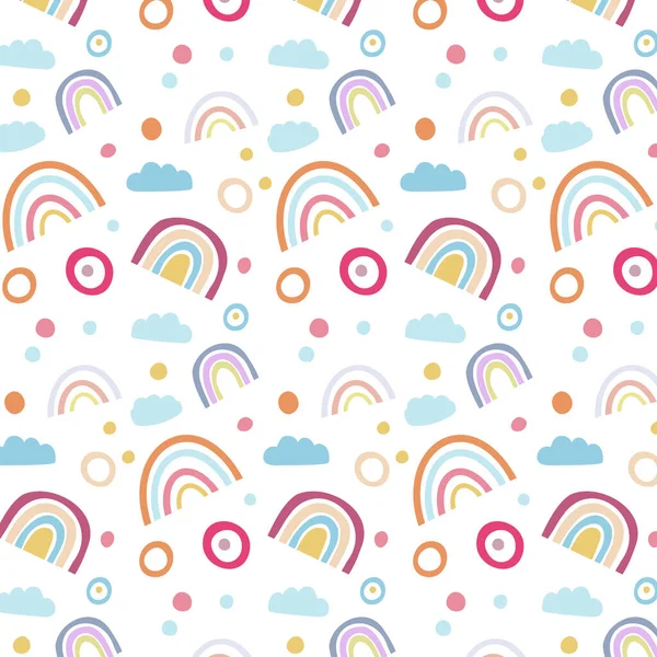 Boho Style Hand Drawn Rainbow Pattern Background — Stock Vector