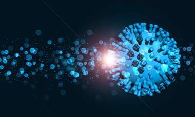 Grip virüsü hücresi ve lens parlamasının 3 boyutlu görüntüsü