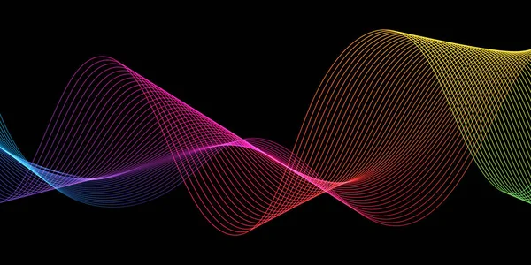 Banner Rainbow Flowing Waves Abstract Design — Stockový vektor