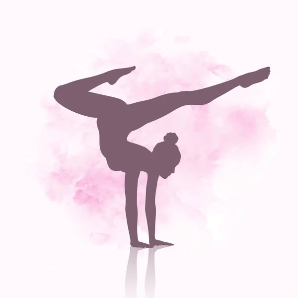 Silhouette Gymnast Detailed Watercolour Background — Image vectorielle