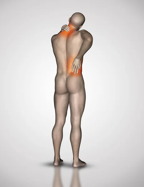 Render Male Figure Holding His Neck Back Pain — Photo