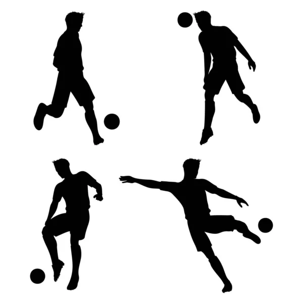 Collection Silhouettes Football Soccer Players — Vettoriale Stock