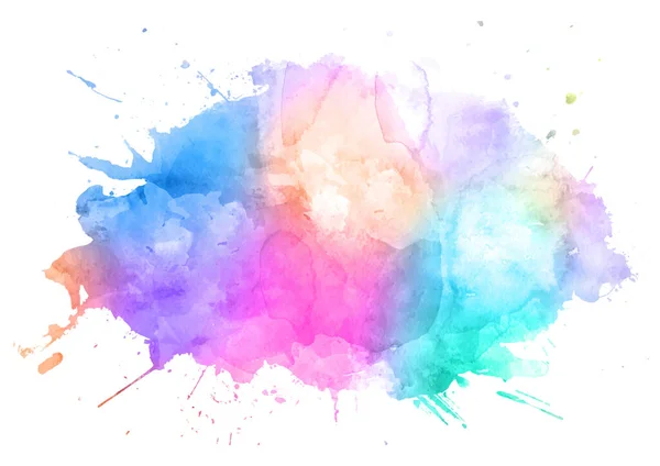 Abstract Watercolour Splatter Design Rainbow Colours — Stock vektor