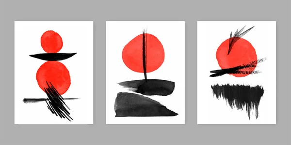 Collection Traditional Japanese Themed Abstract Art Designs — Stockvector