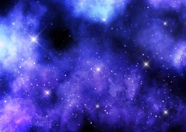 Hand painted detailed watercolour night sky with stars 