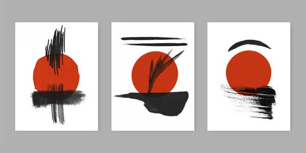 Collection Traditional Japanese Themed Abstract Art Designs — Image vectorielle