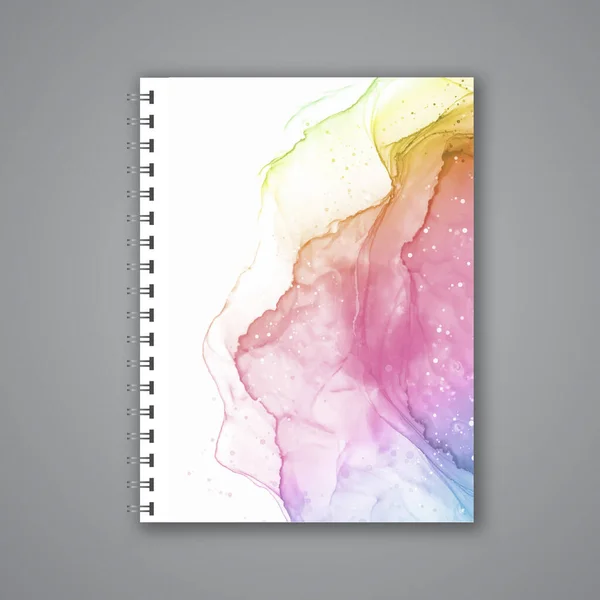 Notebook Cover Hand Painted Alcohol Ink Design — Stock Vector