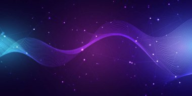 Abstract techno banner with flowing lines and plexus design