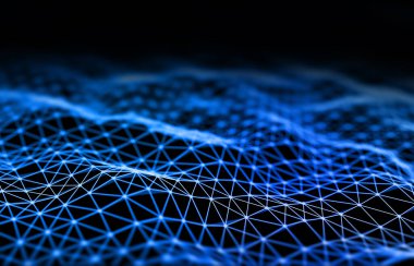 3D render of a digital data background with abstract plexus design