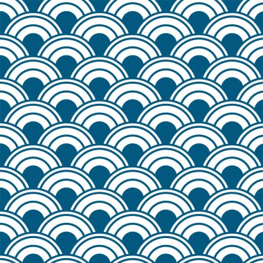 Flat Japenese wave style pattern background