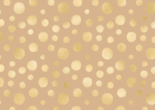 Gold Foil Polka Dot Pattern Background - Stok Vektor