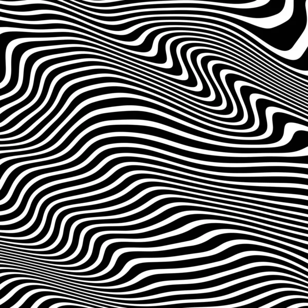 Abstract Art Black White Wavy Lines Design — 图库矢量图片