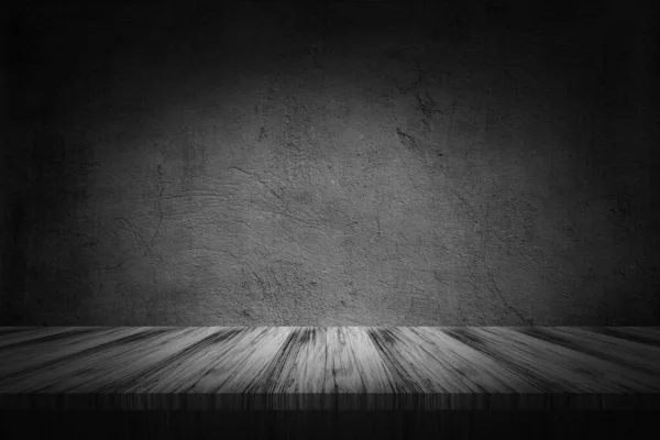 Render Wooden Table Looking Out Grunge Wall — Stock Photo, Image
