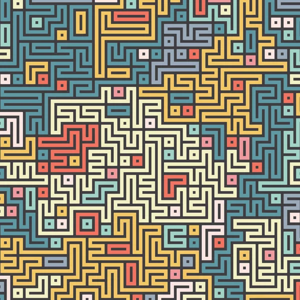 Retro Gekleurde Doolhof Stijl Patroon Achtergrond — Stockvector