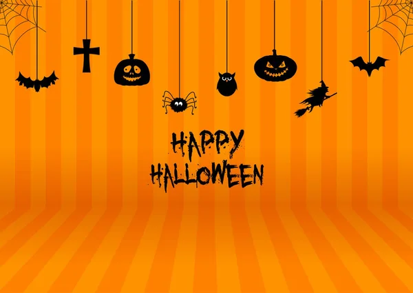 Halloween Achtergrond Met Opknoping Decoraties Spinnenwebben — Stockvector