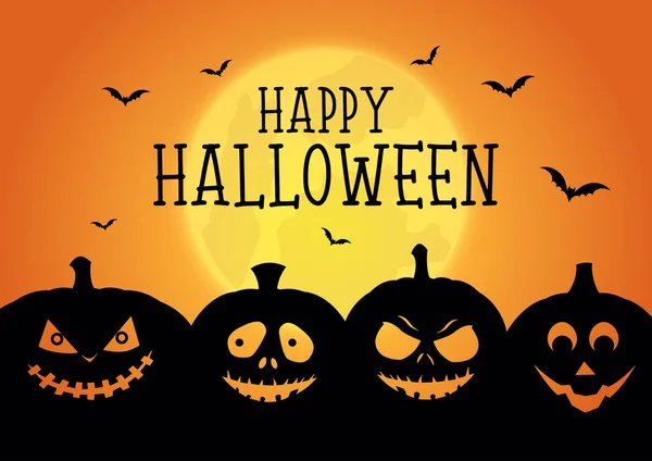 Halloween Achtergrond Met Jack Lantaarns Vleermuizen — Stockvector