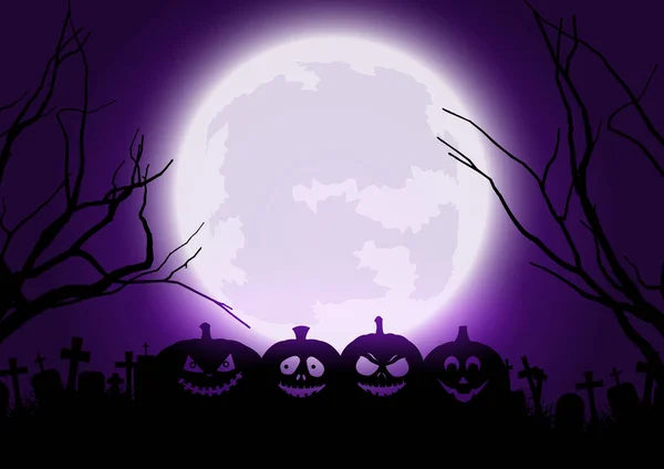 Fond Halloween Avec Jack Lanternes Dans Paysage Effrayant — Image vectorielle