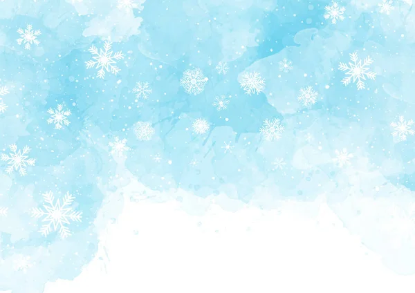 Akvarell Karácsonyi Háttér Csökkenő Hópelyhek Design — Stock Vector