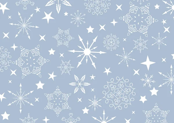 有雪花和星星图案的圣诞背景 — 图库矢量图片