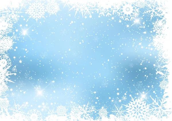 雪の結晶の境界線のデザインとクリスマスの背景 — ストックベクタ