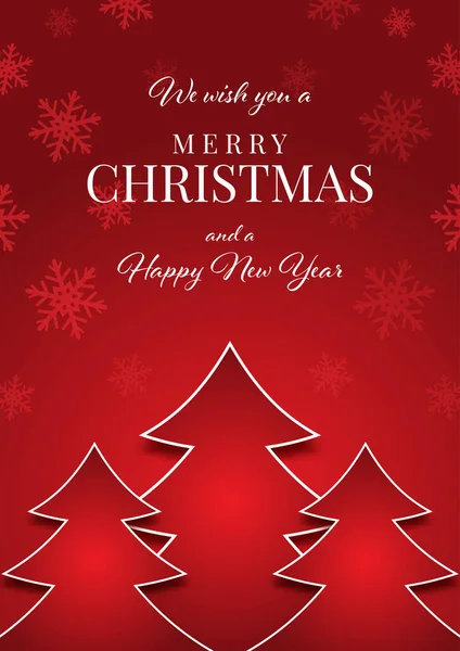 木や雪の結晶とクリスマスカードのデザイン — ストックベクタ