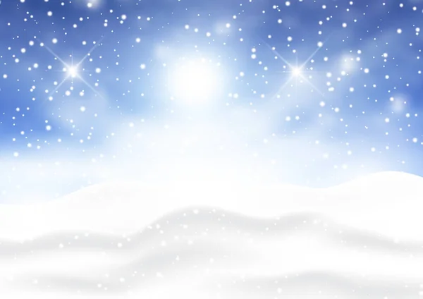Decorative Christmas Landscape Falling Snow — Stock Vector