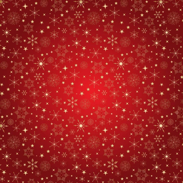 赤と金のクリスマス雪の結晶パターンの背景 — ストックベクタ
