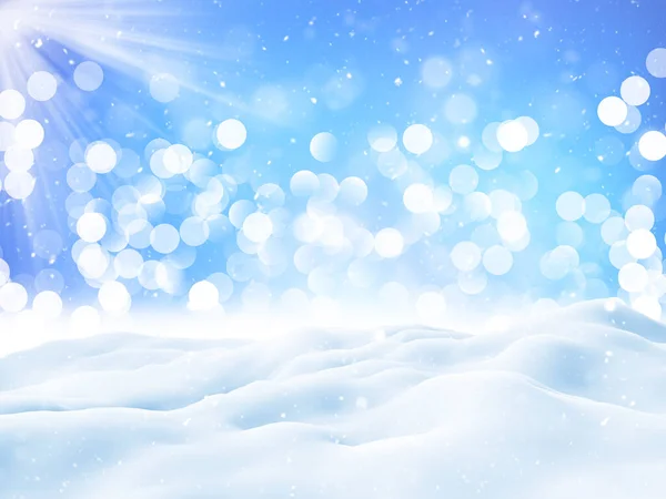 雪景色と冬のクリスマスの背景の3Dレンダリング — ストック写真