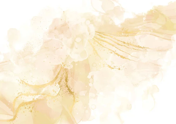Краска Цвета Пастель Ручной Работы Спирта Фон Золотыми Элементами — стоковый вектор