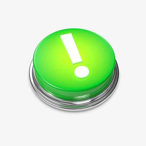 Bouton d'alerte vert marque d'exclamation lumineux — Photo