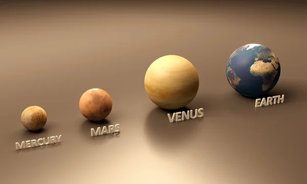 Planeterna Merkurius mars venus och jorden Stockbild